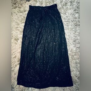 Neiman Marcus Black Sparkle Maxi Skirt